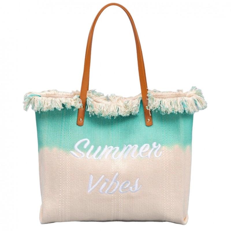 Torba Plażowa Wakacyjna Boho Z Frędzlami Zielona Ombre Na Zakupy Moda