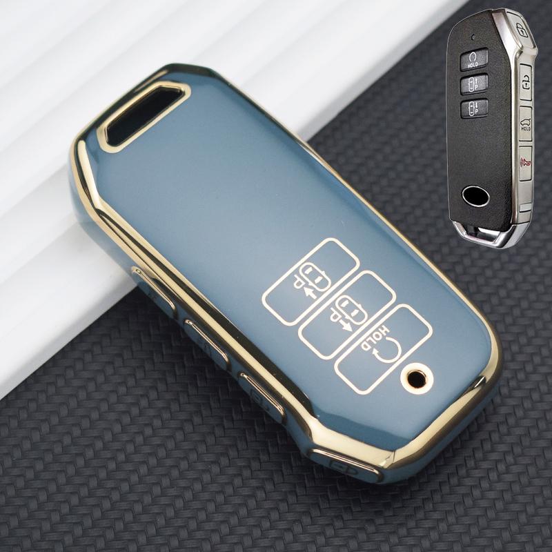 Золотой чехол для ключей из ТПУ с 7 кнопками для Kia 2022 Sportage 2023 Niro Hybrid 2021 Sorento 2021 2022 MQ4 2022 EV6 GT-Line K8 V6