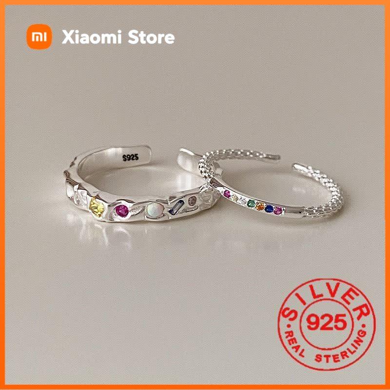 Xiaomi BF CLUB Кольца серебристого цвета для женщин Модные геометрические ручной работы неправильной формы винтажные простые цветные открытые кольца Подарок на вечеринку Рождество