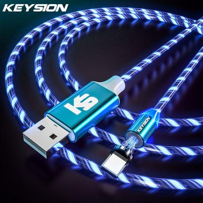 KEYSION Магнитный кабель Светящийся светодиодный кабель Micro USB Тип-c Зарядное устройство Магнитное зарядное устройство Телефонные кабели