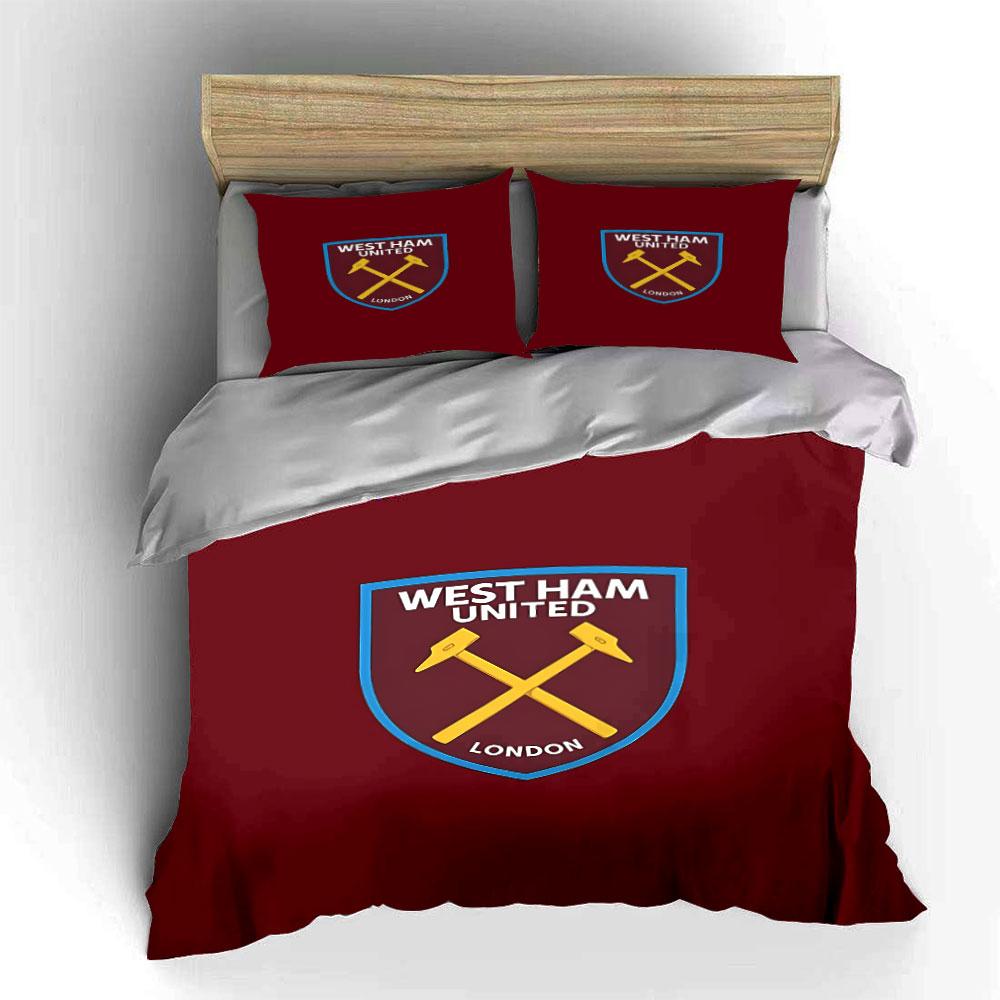 West Ham United Bedding Set Bedding Duvet Cover Set Duvet Cover Pillowcases (1 * Duvet Cover 2 * Pillowcases, without duvet insert)