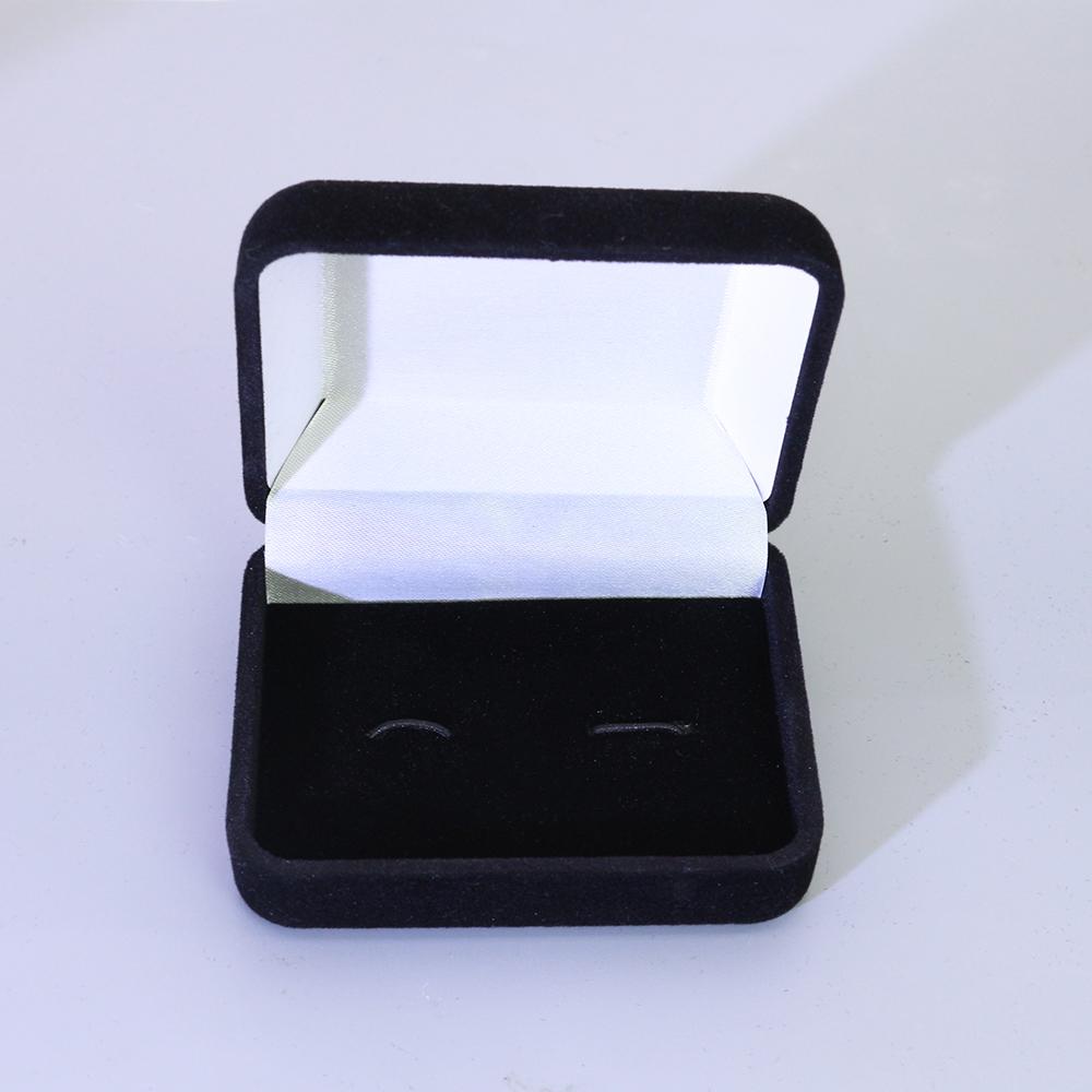Fashion Portable Velvet Jewelry Box Plastic Blank Base Custom Logo Cufflink Tie Clip Ring Travel Mini Storage Container
