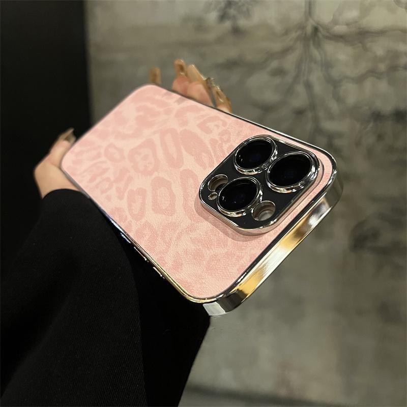 Чехол-накладка из кожи с леопардовой текстурой для iPhone 17 Air 16 15 14 13 12 11 Pro Max Plus Защита камеры Ударопрочный чехол Funda