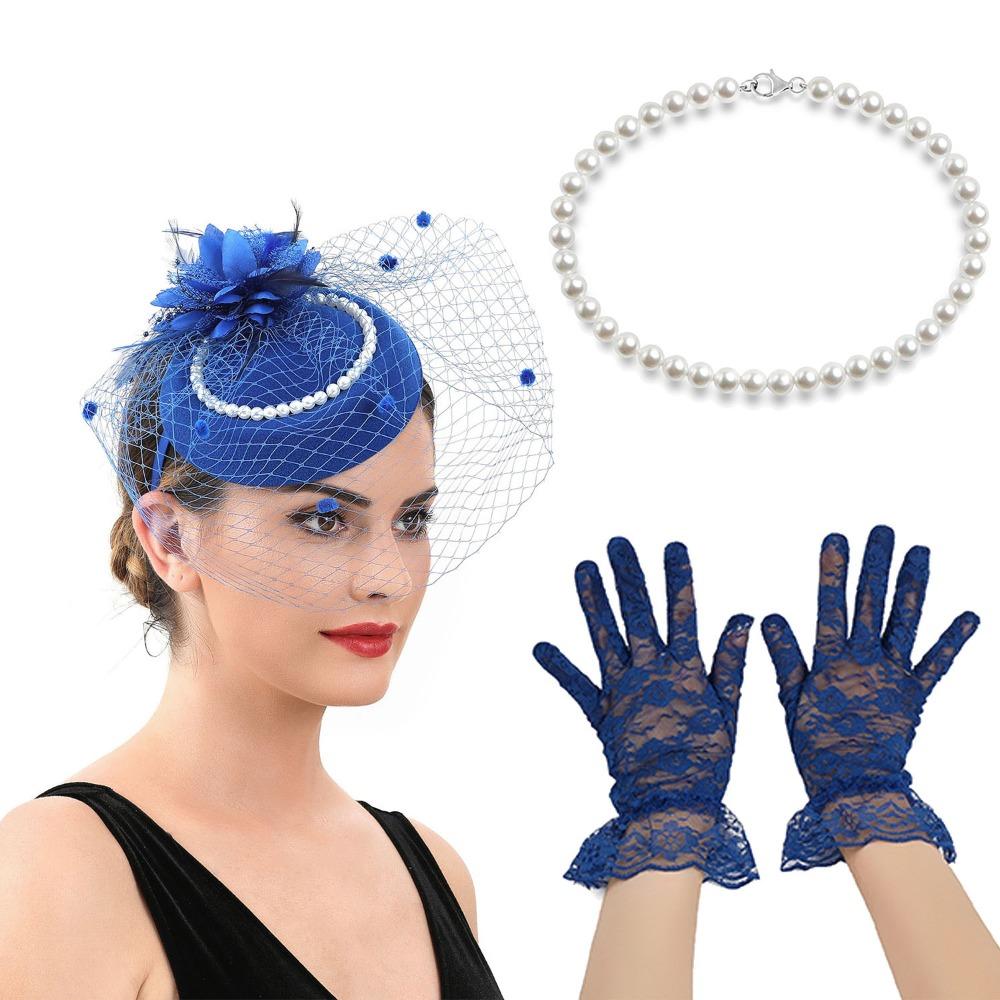 Pearl Vintage Fascinator Hat Exquisite Masquerade Hair Band Retro Bride Headdress Photography