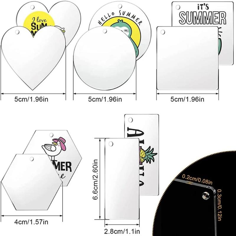 Acrylic Keychain Blanks,Circular Transparent Disc Decorative Blanks,With Holes For Use With Vinyl,DIY Keychains and Handicrafts