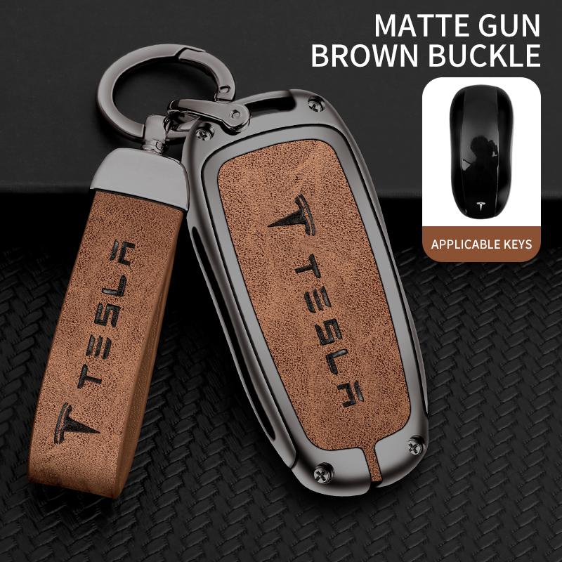 CSNK3 Zinc Alloy Car Fob Smart Remote Key Case Cover Holder For Tesla Model 3 Model S Model Y Model X Protector Keychain Accessories