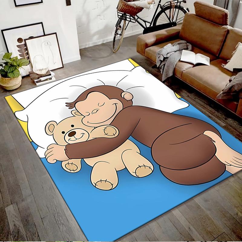 1pc Curious George (2) Design Printed Area Rug Carpet for Bedroom Living Room Home Decor Rugs Mat Non Slip Mat Rug for Bedside