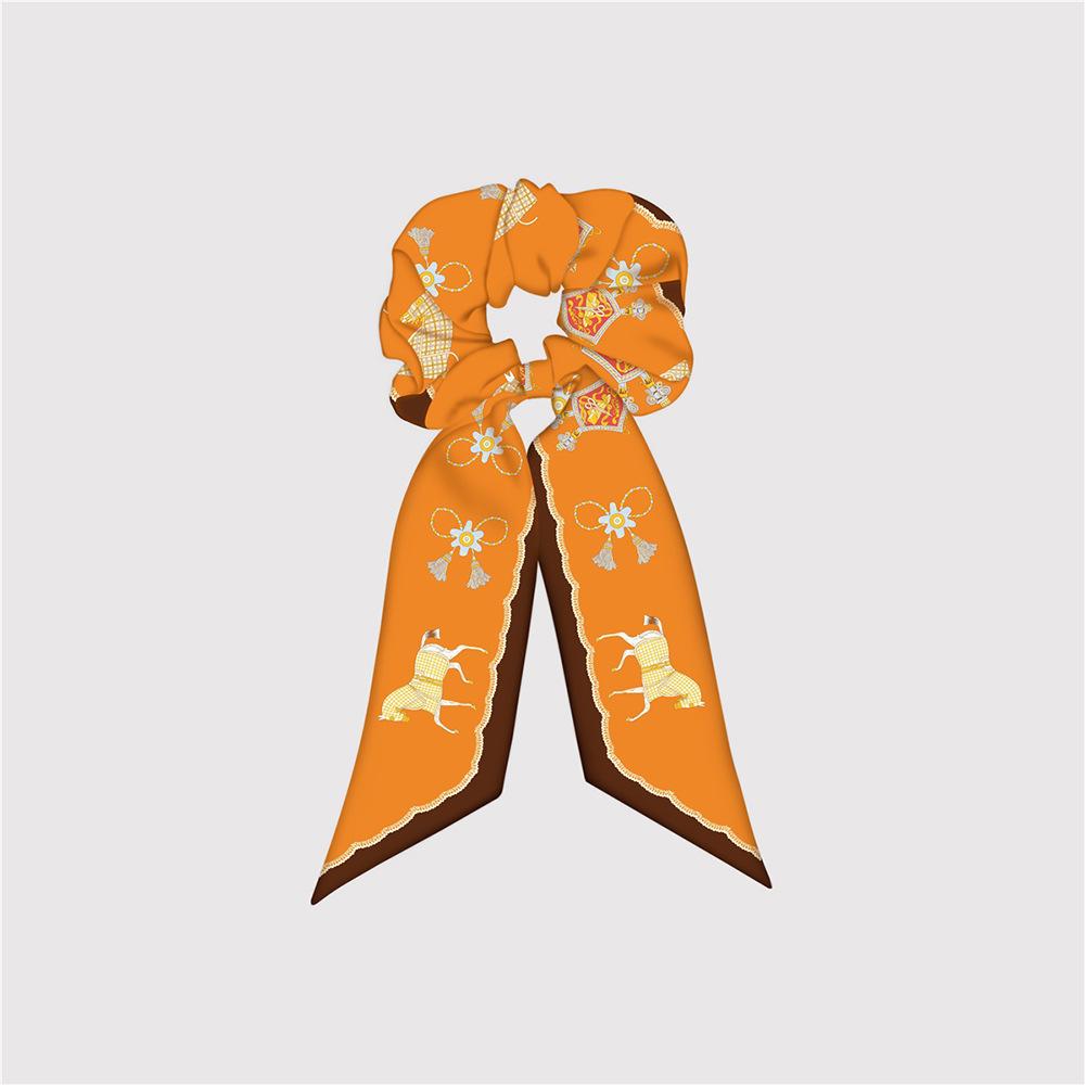 Большие резинки для волос из натурального шелка, резинки, завязки для волос, с принтом цепочки, эластичные резинки для волос, для хвостика, женские, элегантные, аксессуар для волос в виде шарфа