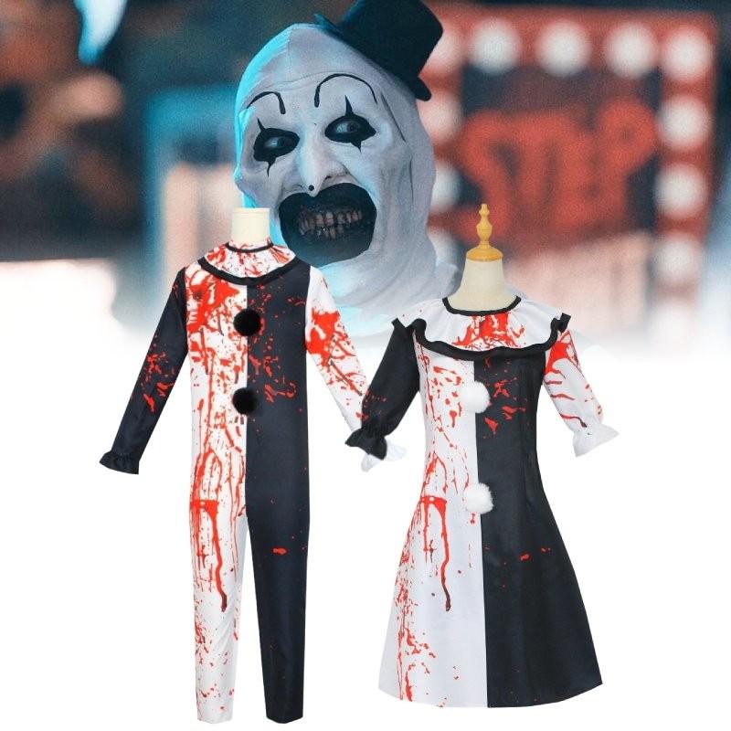 Ужасающий костюм клоуна для косплея с пятнами крови для сценических выступлений и вечеринок