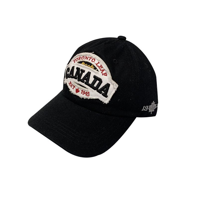 Four Seasons American Retro Burgundy Versatile Baseball Cap Men'S Canada English Embroidery Patch Cap Children