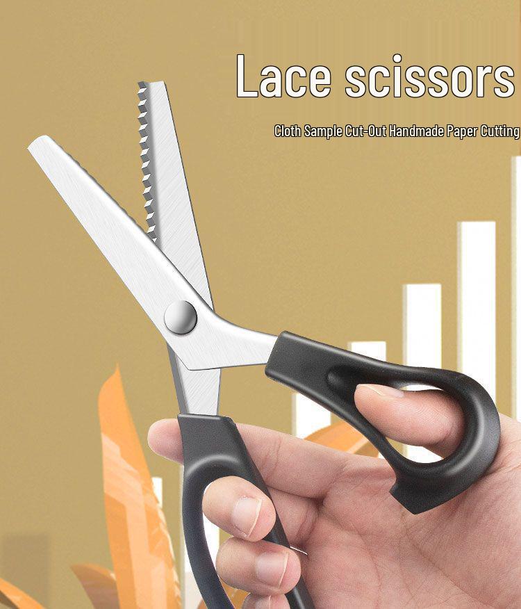 Кружевной оверлок без шитья, фигурные ножницы: Большие волнистые портновские ножницы из нержавеющей стали для краев