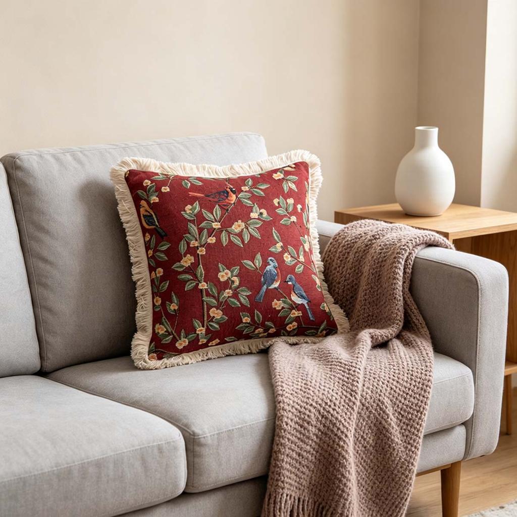 Washable Square Modern Farmhouse Couch Sofa Living Room Outdoor Cushion Decorative Tassel Couch Throw Pillow Covers