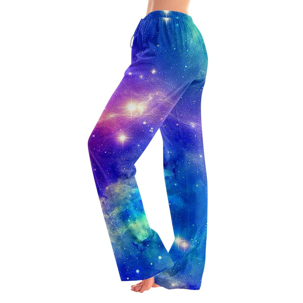 Женские пижамные штаны, одежда для сна, повседневные брюки с эластичной резинкой на талии, удобные прямые свободные брюки для йоги