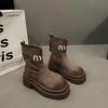 Retro Fashion Small Boots Thick Sole Heightening Autumn Internet Celebrity Martin Boots Women French British Style Fashion Short Boots