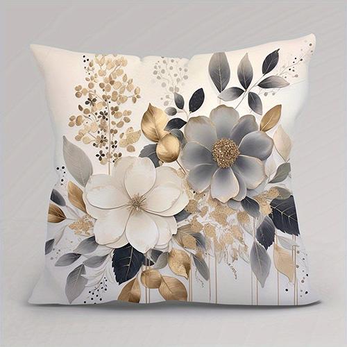 Золотая и серая цветочная наволочкаПодходит для дивана, автомобиля, спальни, декоративная наволочка для подушки