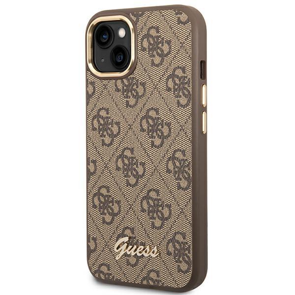 Etui do iPhone 14 Plus Guess Hard 4G Vintage Złote Logo Brązowe