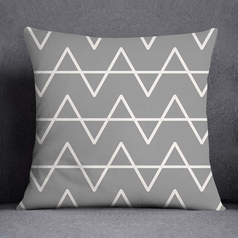 Gray Low White Flower Pattern Home Decoration Pillowcase Square Pillowcase Home Office Decoration Cushion Cover