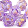 7 шт. фиолетовая рыба, золотой номер, смоляные кубики с острыми краями, многогранные кубики, подходящие для ролевых ролевых игр, настольная игра
