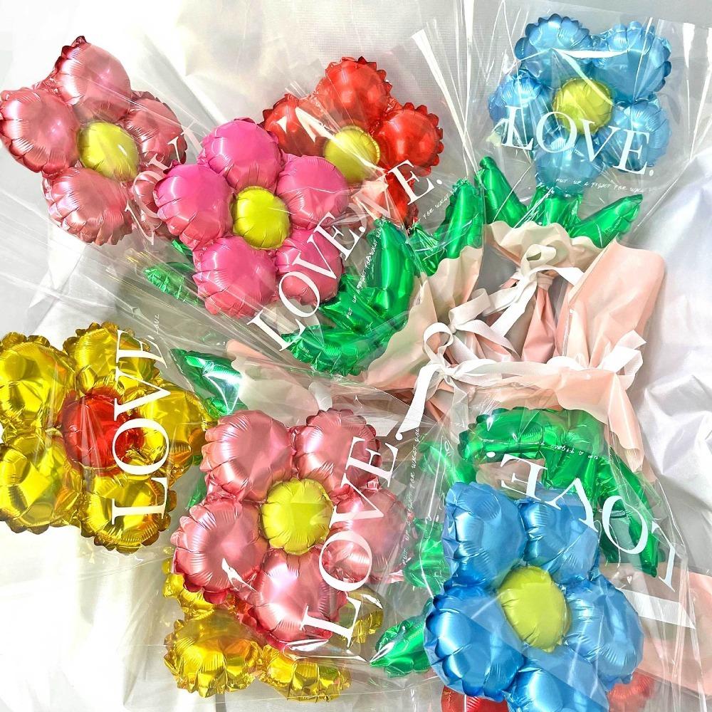 10pcs Romantic Daisy Rose Flower Balloon Colorful Five Petal Flower Balloon  Wedding Birthday Party