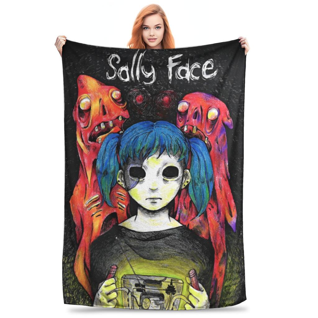 Плед Sally Face Game Anime SF из кораллового флиса, плюшевый, в стиле ужасов, легкий, для путешествий на открытом воздухе, тонкий, стеганый.