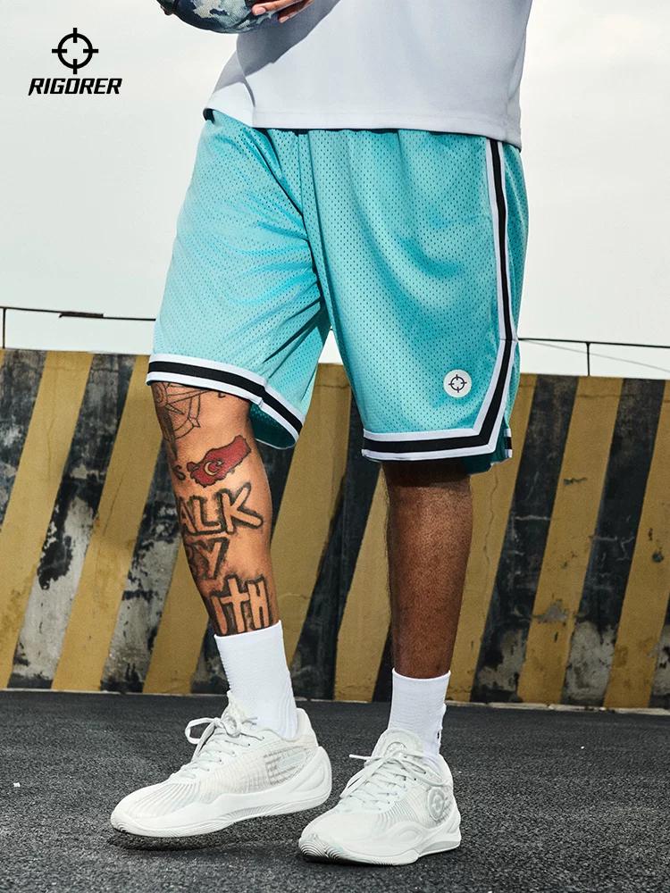 RIGORER Basketball Shorts Men's American Summer Loose Plus Size Shorts Sports Training Running Thin Quick-Drying Knee Length Pants Breathable