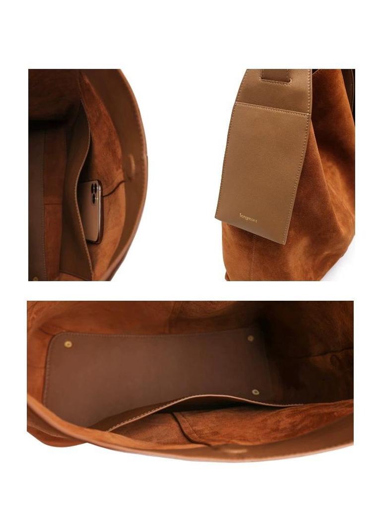 В наличии Сумка-тоут Songmont Yamashita из замши: Сумка большой вместимости, трансформер, на плечо/через плечо