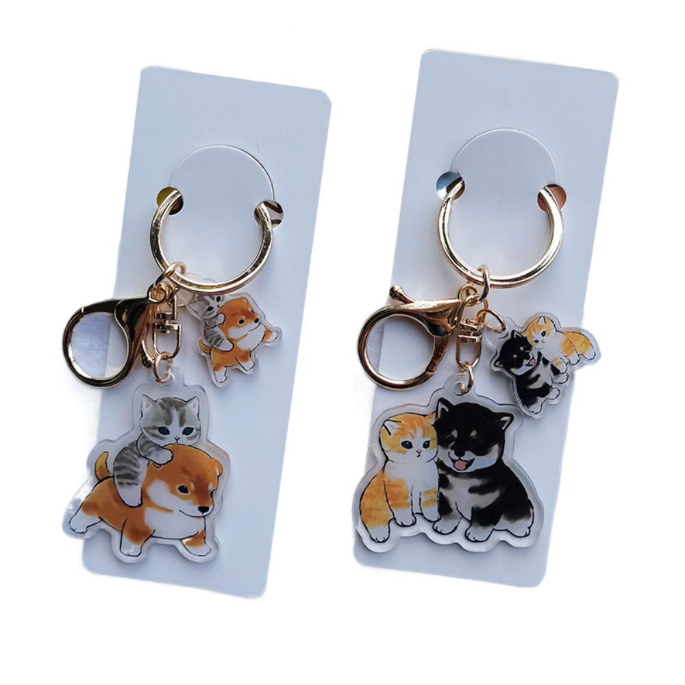 Прозрачный брелок для ключей в виде кошки, акриловый брелок в виде кошки, креативный брелок для ключей в виде собаки, подвеска на сумку