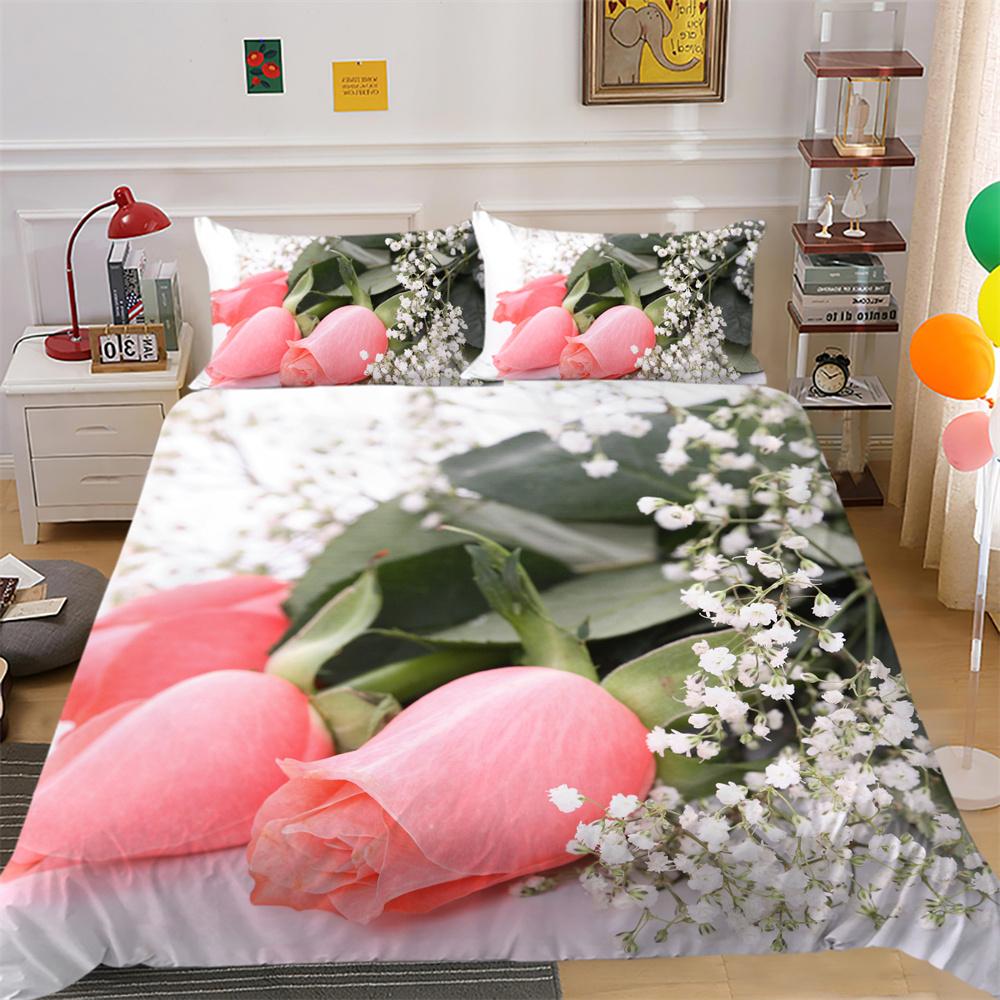 Комплект пододеяльников с 3D принтом цветов, постельное белье, двойной размер, полиэстеровые покрывала, модное домашнее постельное белье