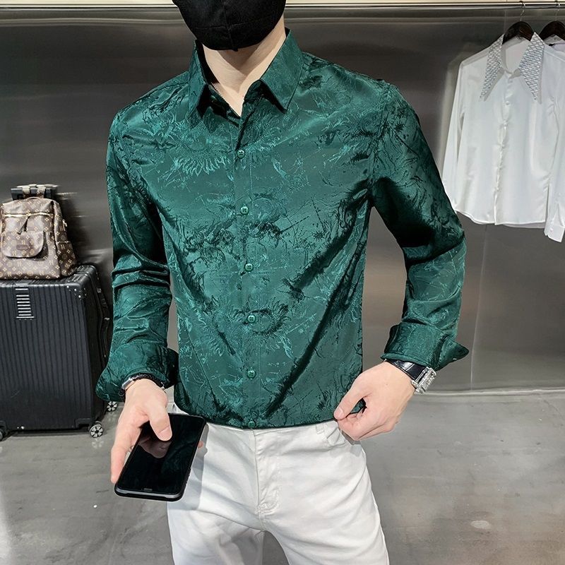 Handsome Solid Straight Turn-down Collar Thin Shirts Fashion Spring Summer Business Casual Printing Button Men's Clothing 2023