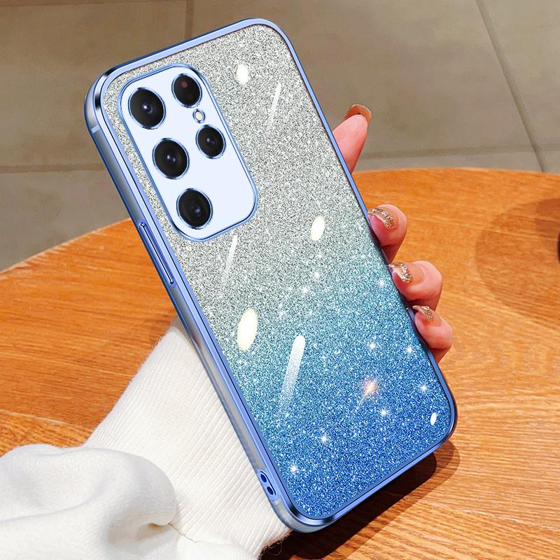 Модный блестящий чехол с градиентным покрытием для Samsung Galaxy S24 Plus S23 S22 Ultra S21 S20 FE A54 A34 A14 A15, силиконовая задняя крышка