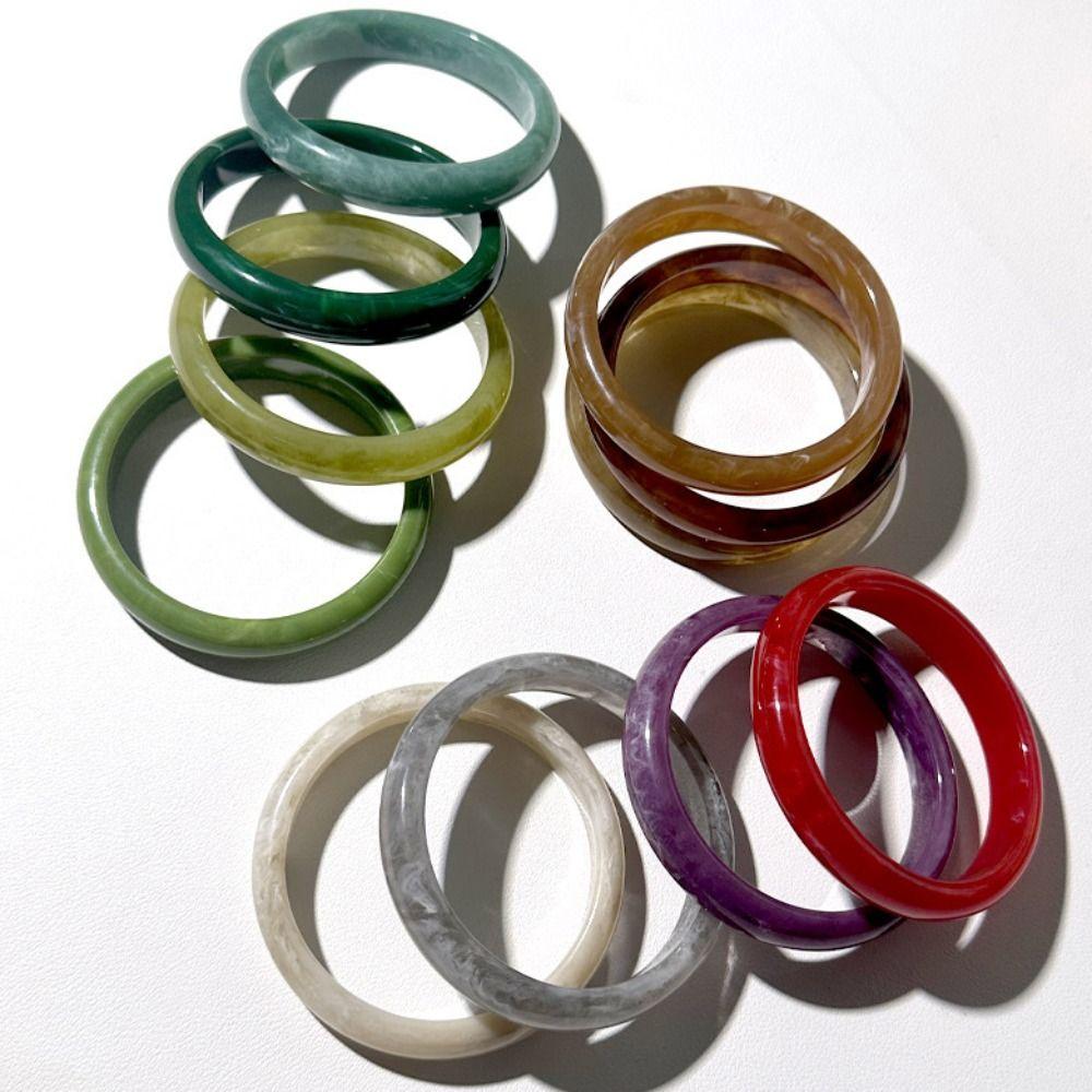 Circular Resin Bangle Bohemian Retro Hand Ring Cute Circular Geometric Bracelet Spring Summer