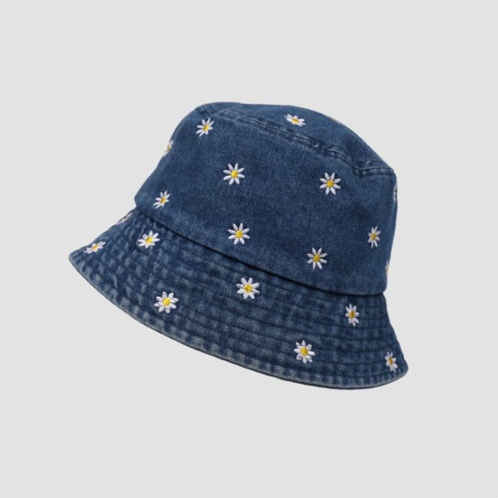 Защита от солнца Солнечная шляпа Вышитая панама с ромашкой Модная шляпа рыбака Женская