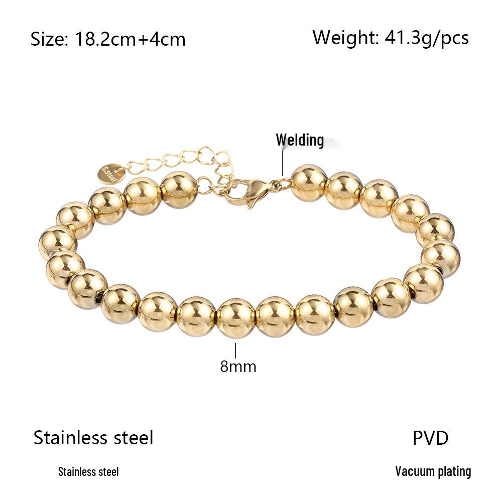Европейский и американский минималистичный золотой браслет из нержавеющей стали с бусинами, эластичный для женщин