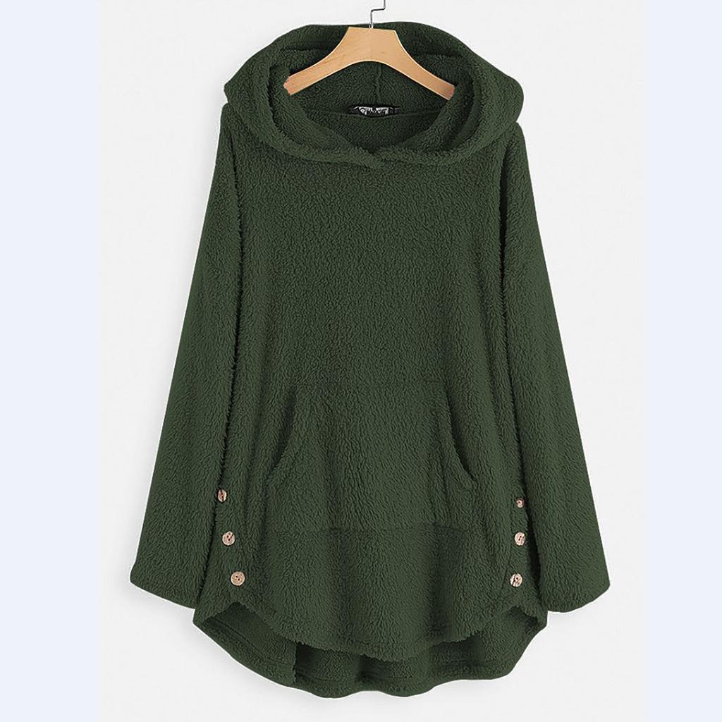 Женская мода и зима однотонный длинный рукав с капюшоном флисовый свитер