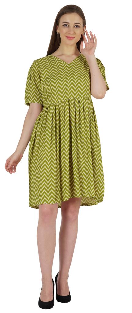 Bimba Printed Summer Shift Dress For Women V Neck Short Dress W  Pockets Western Midi