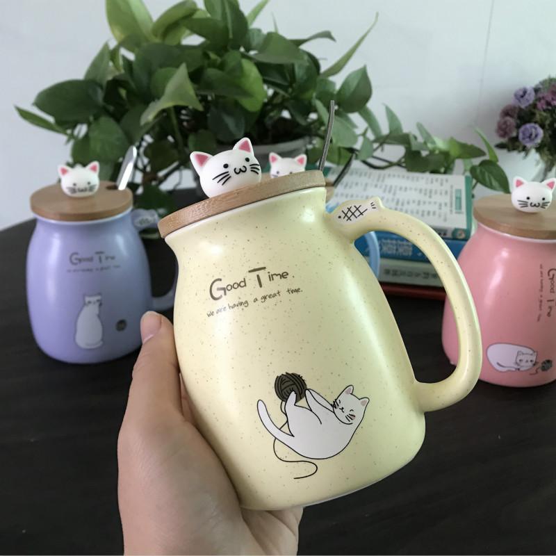 High Looking Cute Cat Mug Water Cup Creative Ceramic Spoon Office Home Use Men and Women Drinking Water Cup