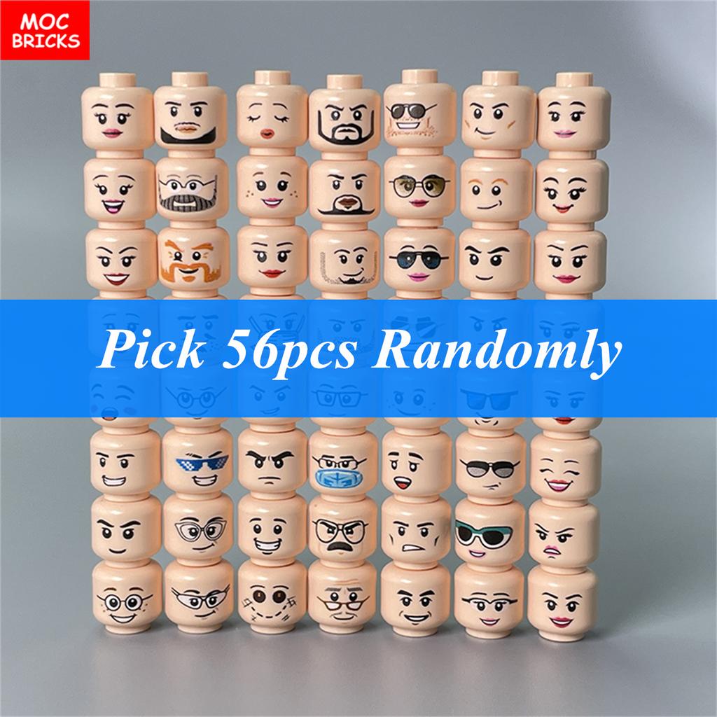 Набор MOC Кирпичи Солнечные очки Фигурка Лицо Желтая плоть Голова Выражение Лица Собранные Строительные Блоки Аксессуары Детские Игрушки