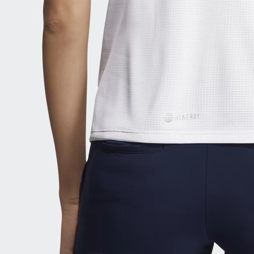 Adidas Heat.Rdy Polo Shirt Solid Logo Short Sleeve Polo Women Tops White HT0036