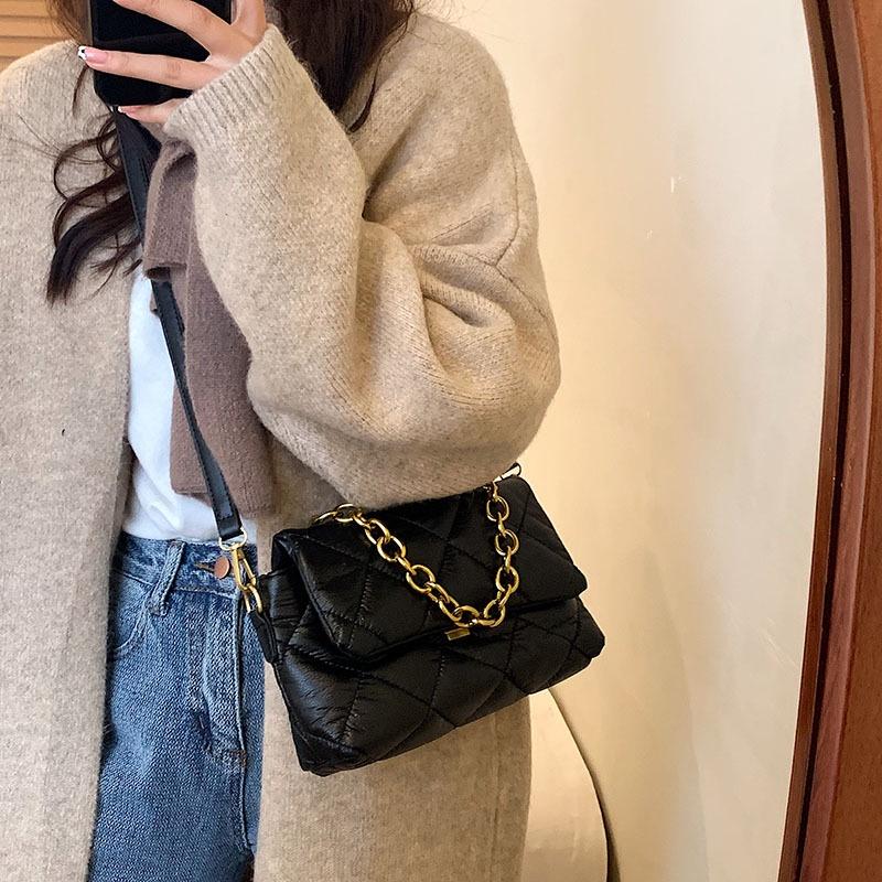 IELGY Ретро популярная вышитая цепочка из ромбов переносная сумка-мессенджер маленькая квадратная сумка