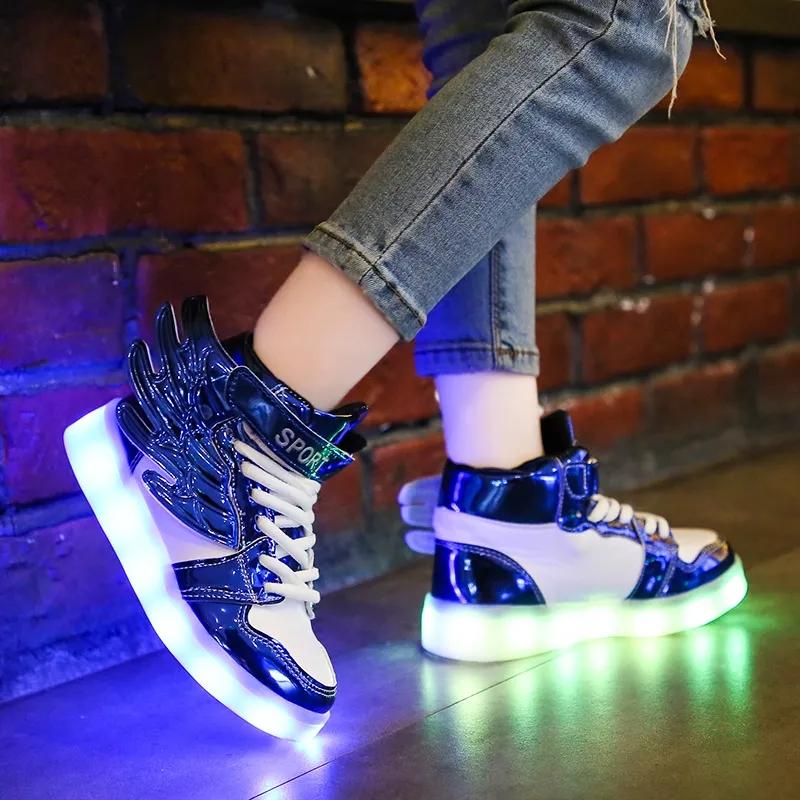 Boys Mesh Luminous Shoes Usb Rechargeable Waterproof Luminous Children's Shoes Fluorescent Shoes Baby Sports Lights Shoes for Girls and Boys