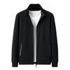 Men's Solid Color Stand Collar Cardigan Sweater with Velvet, Customizable Logo, Spring/Autumn Casual Sports Jacket.