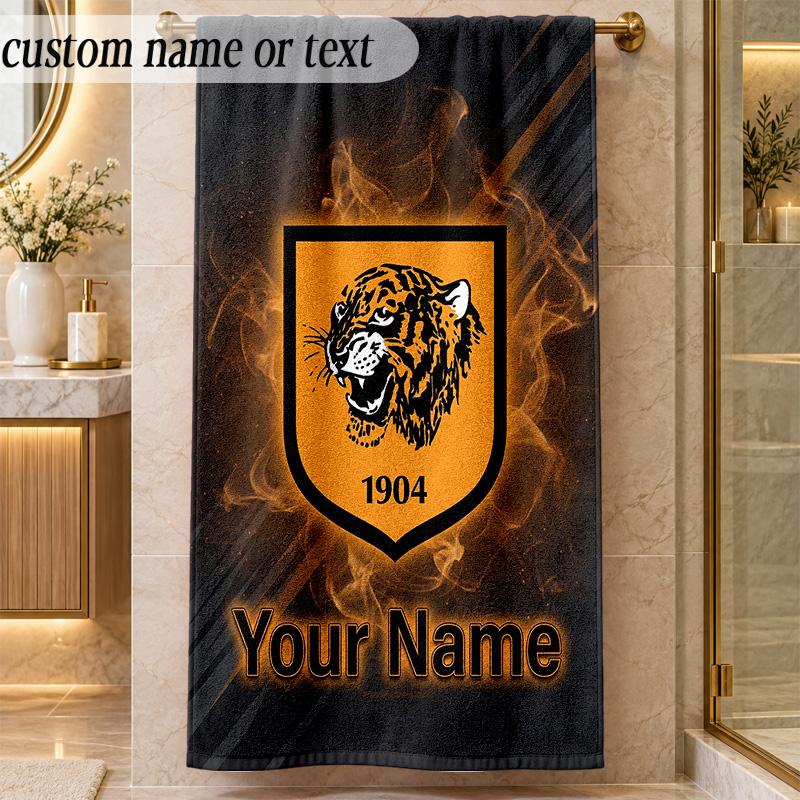Beach TowelHull FC Custom Name Text Personalized Soft Towel for Beach Pool Indoor Home Decor Gift