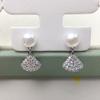 Natural freshwater pearl earrings, exquisite and simple small dance skirt, micro inlaid zircon pearl earrings, women's gift