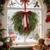 Artificial Pine Needle Christmas Wreath with Red Berries for Window Decoration