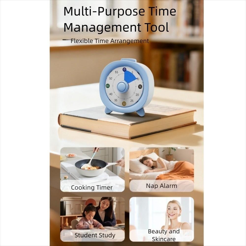 60 Minutes Visual Timer Round/Square Visualization Countdown Alarm Clock Self-discipline Ultra Silent Kitchen Timer Indoor