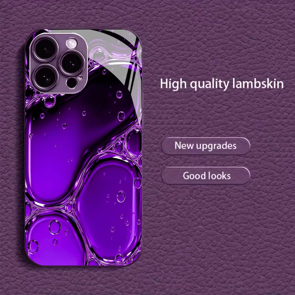 Фиолетовый эффект капли воды для чехла iphone Модный для coque iphone Чехол fundas Стекло для iPhone 17 16 15 14 13 12 pm Pro Plus