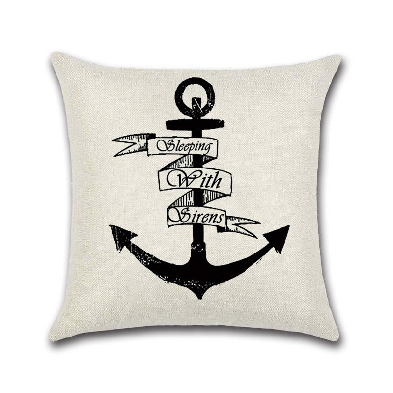 Anchor Series Cushion Cover Sea Style Ship Anchor Cotton Linen Pillow Case Boat Decorative Pillowcase Funda De Almohada Zt126