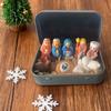 Yousheng Mini Nativity Scene Figurine In Tin Box Portable Pocket Birth of Jesus Ornament Christmas Holy Family Jesus Sheep Statue Home Desk Shelf