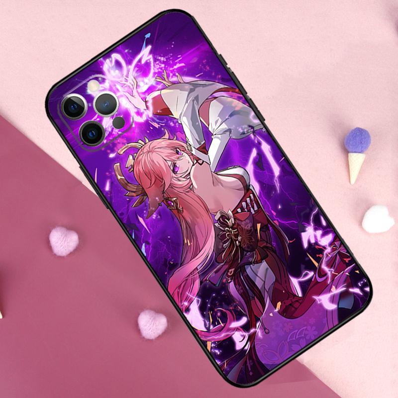 Чехол для телефона Genshin Impact Яэ Мико для iPhone 17 Pro Max 11 14 15 16 Pro Max Plus 13 12 Mini 16e 17 Air Задняя крышка