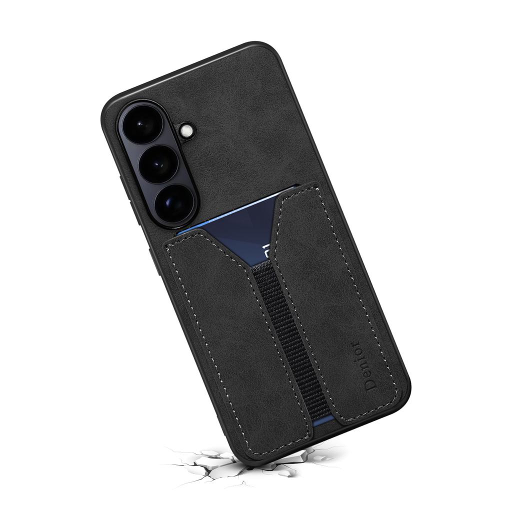 DENIOR For Samsung Galaxy S26/S26 Pro Case Elastic Card Holder PU Leather + TPU + PC Phone Cover